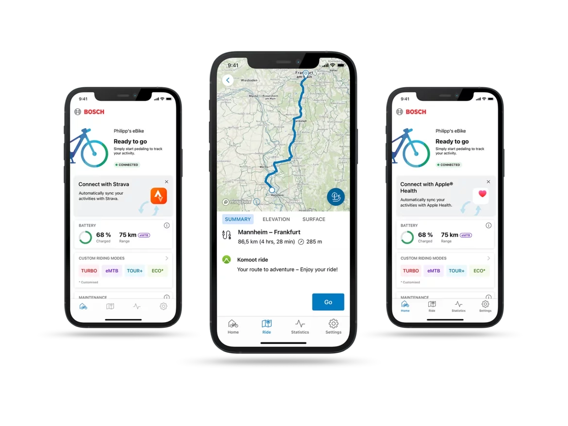 A Bosch eBike Flow App-ot szinkronizálhatja Strava és komoot fiókjával is!