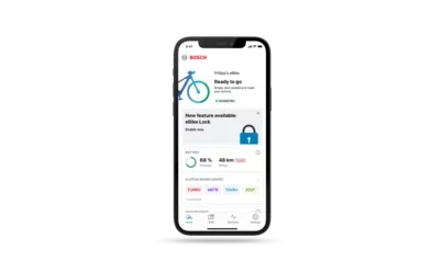 A Bosch eBike Flow App kezdőképeryőjén a legfrissebb adatok jelennek meg