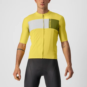 CASTELLI PROLOGO 7 Passion Fruit/Ivory-Avocado Green L rövid ujjú mez