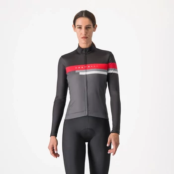CASTELLI TORNARE Gray/Black/Hibiscus M női hosszú ujjú mez