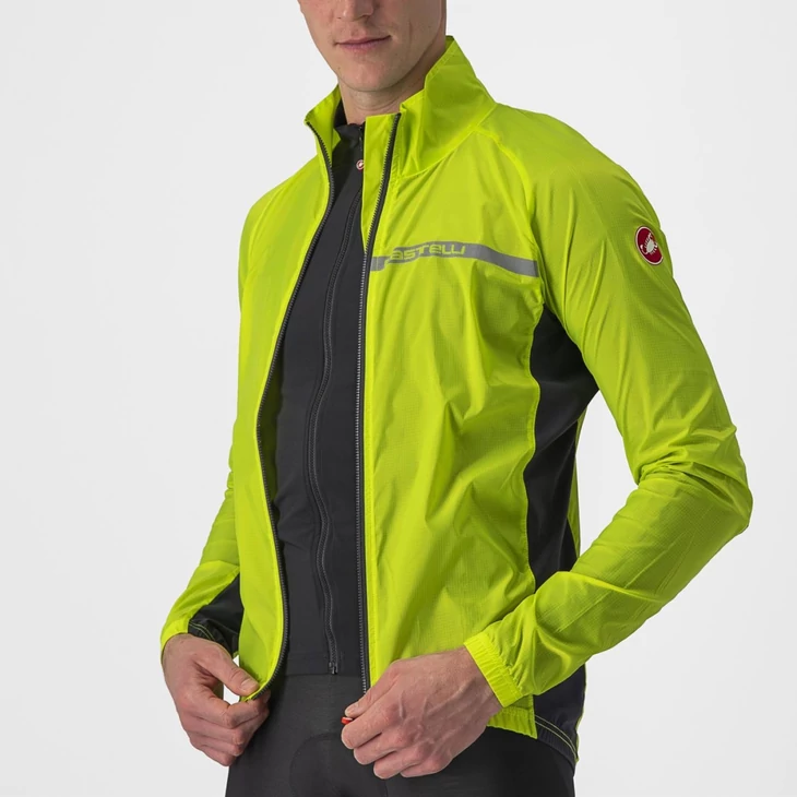 CASTELLI SQUADRA STRETCH lime/sötétszürke XXL szélálló kabát