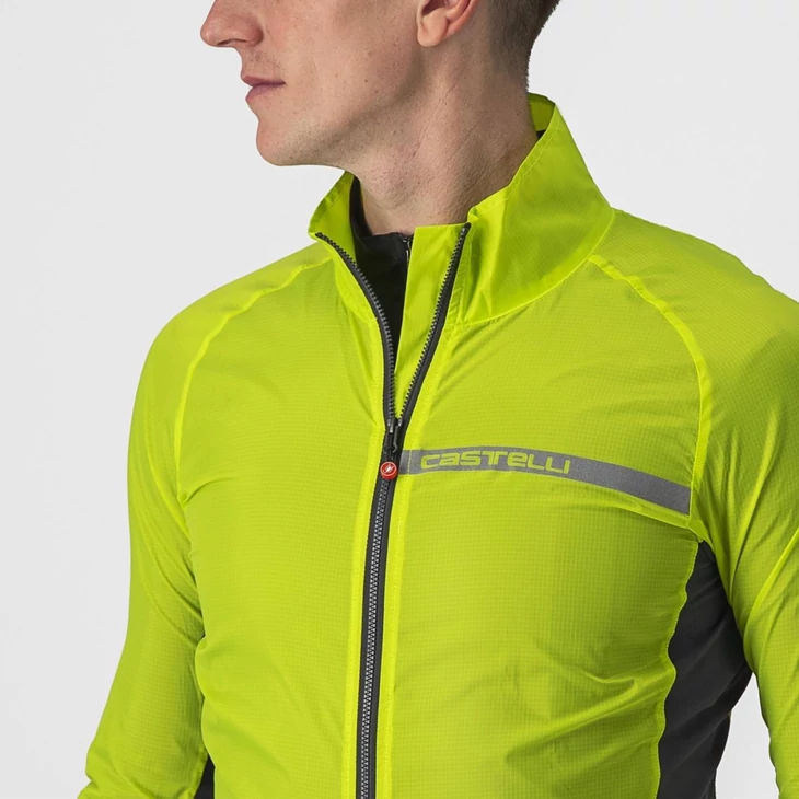 CASTELLI SQUADRA STRETCH lime/sötétszürke XXL szélálló kabát