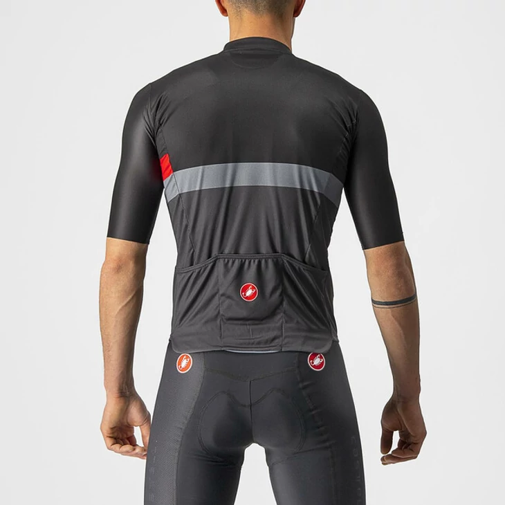 CASTELLI A BLOCCO Light Black/Red-Gray XXXL rövid ujjú mez