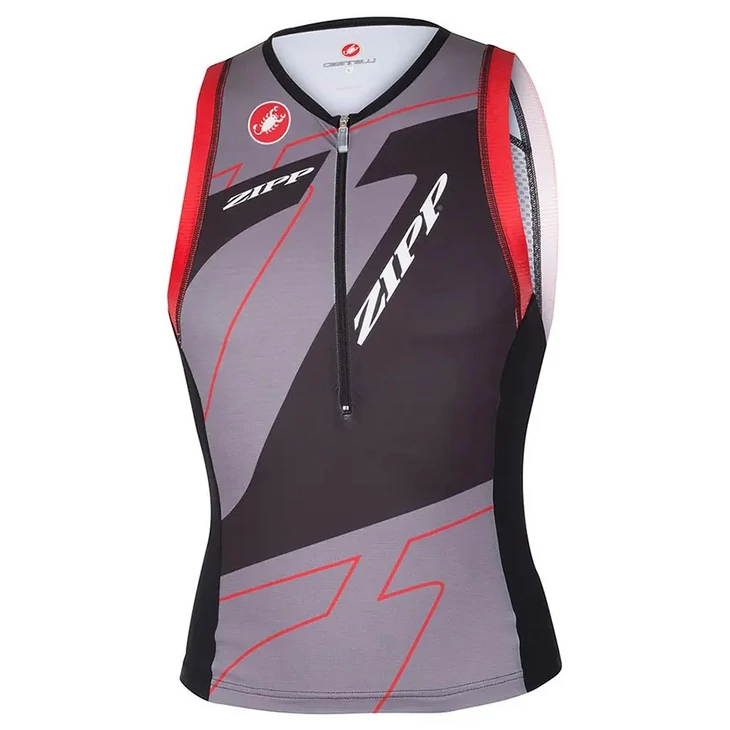 CASTELLI ZIPP FREE TRI fekete/antracit/piros M triatlonos ujjatlan mez